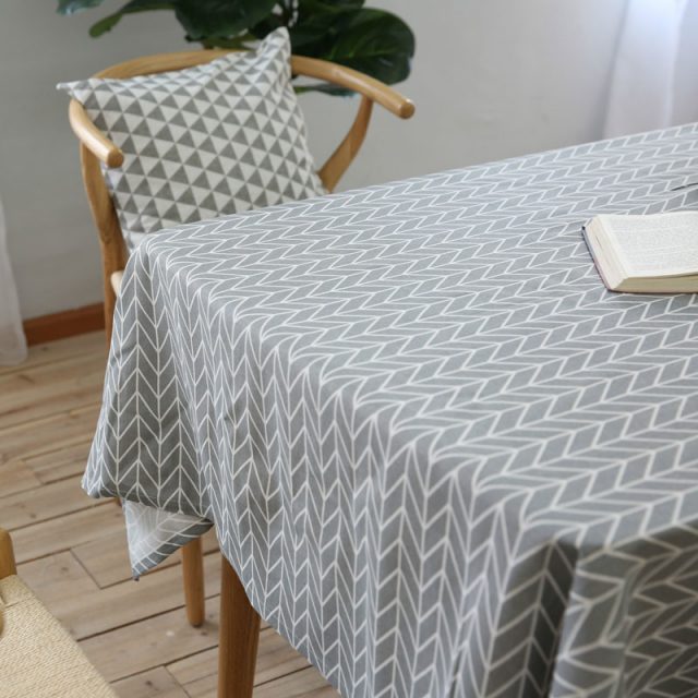 Arrow Patterned Cotton Linen Tablecloth