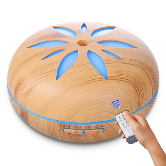 LED Flower Wooden Aroma Diffuser